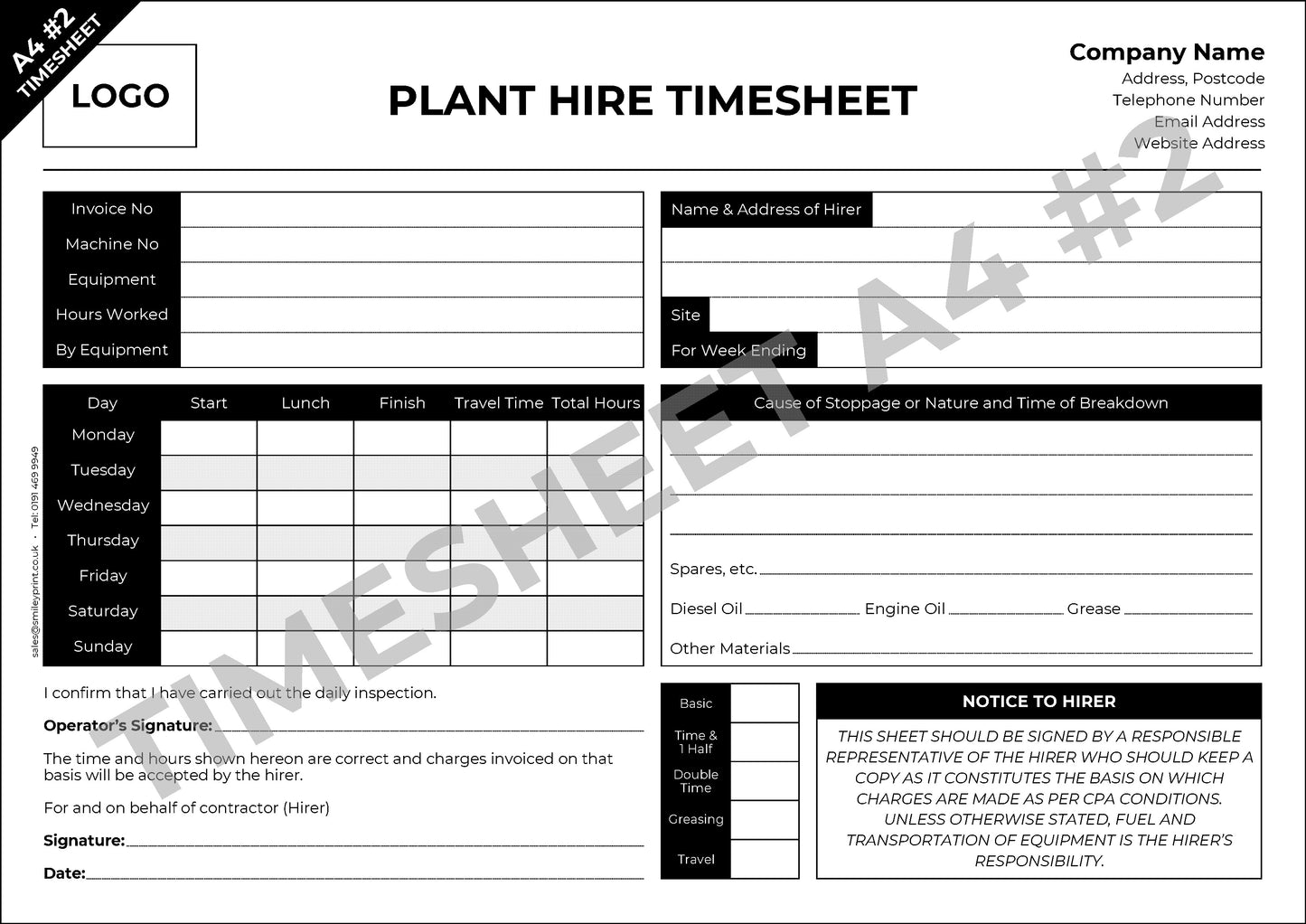 Timesheet Templates - Order Online