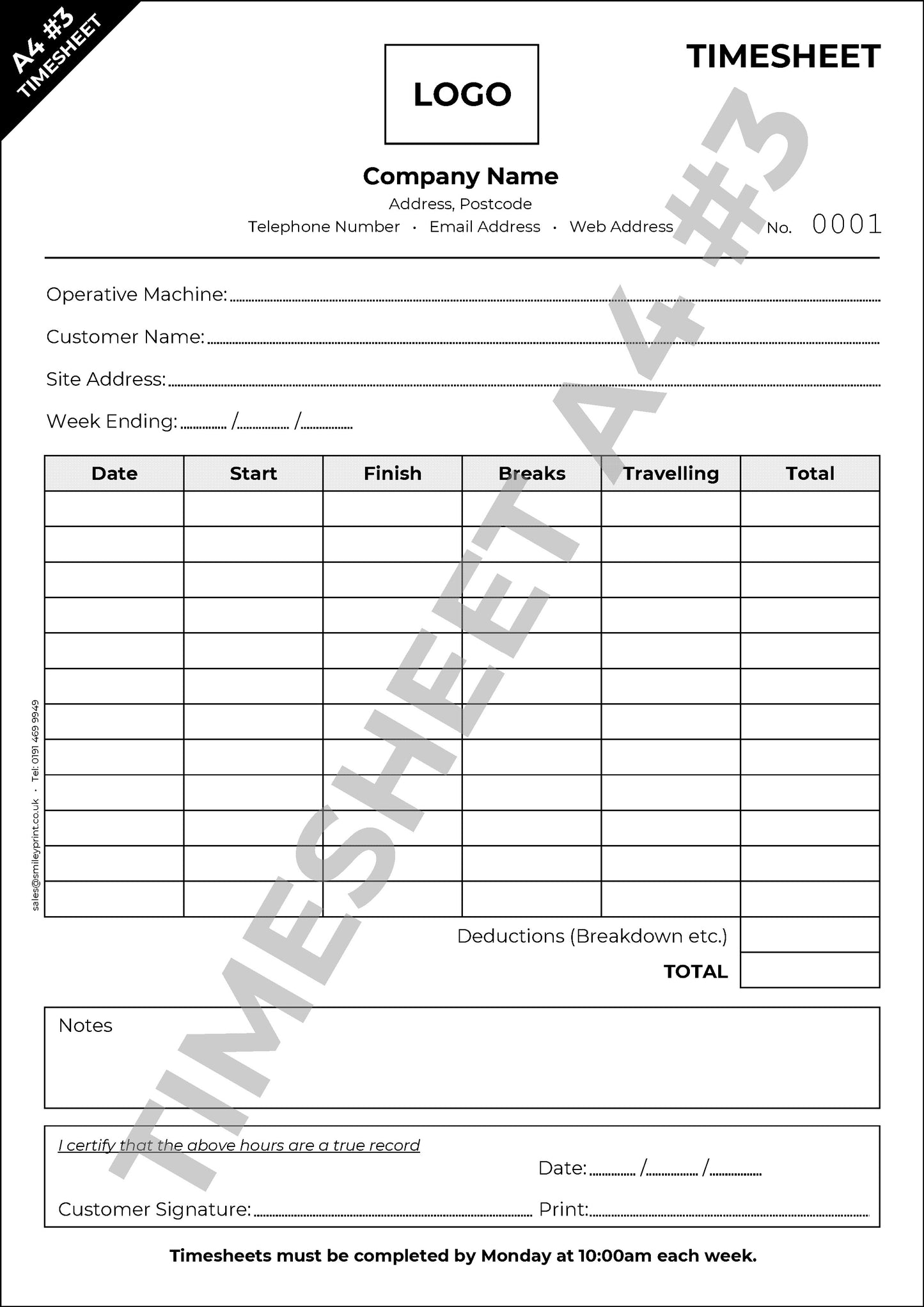 Timesheet Templates - Order Online