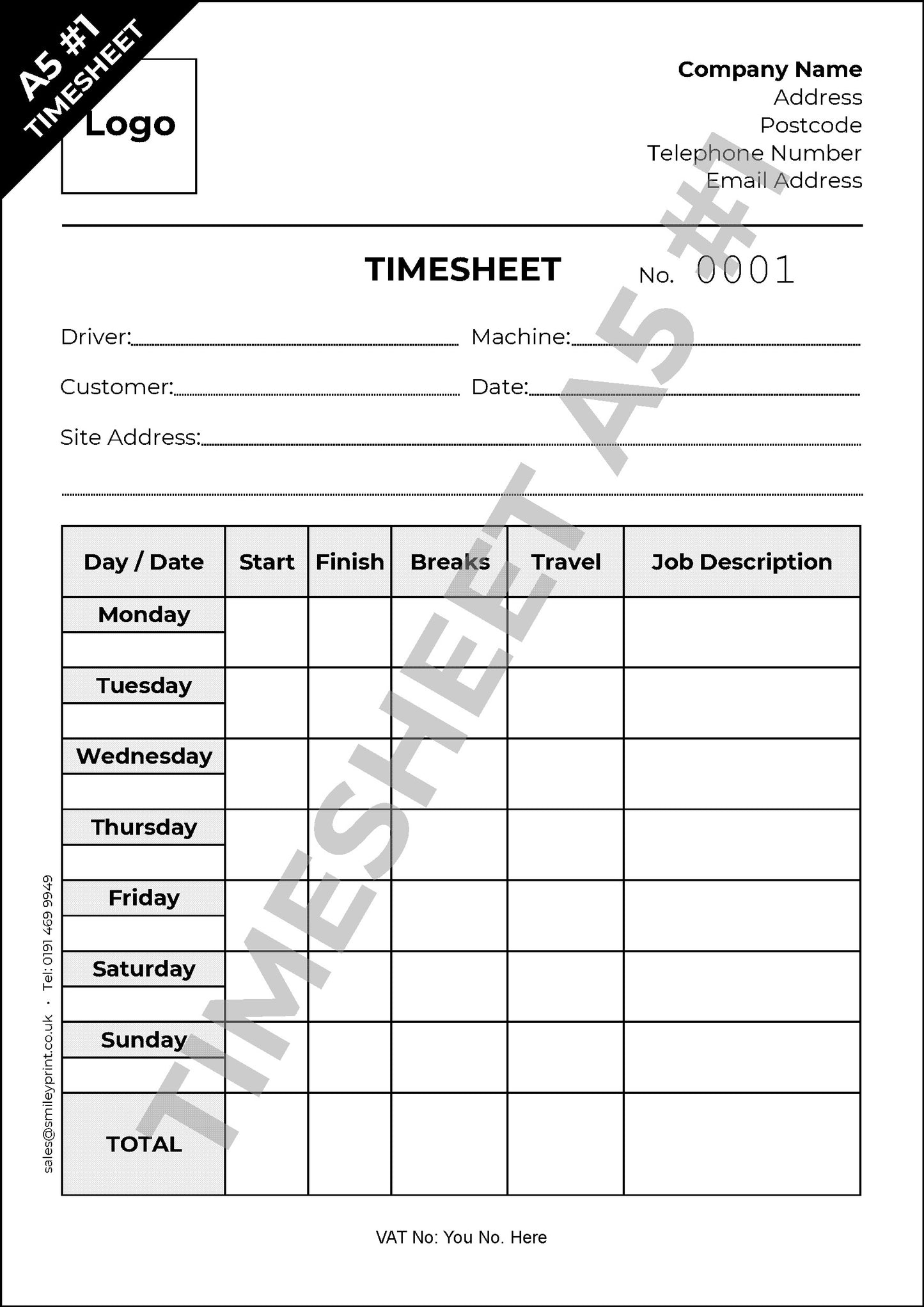 Timesheet Templates - Order Online