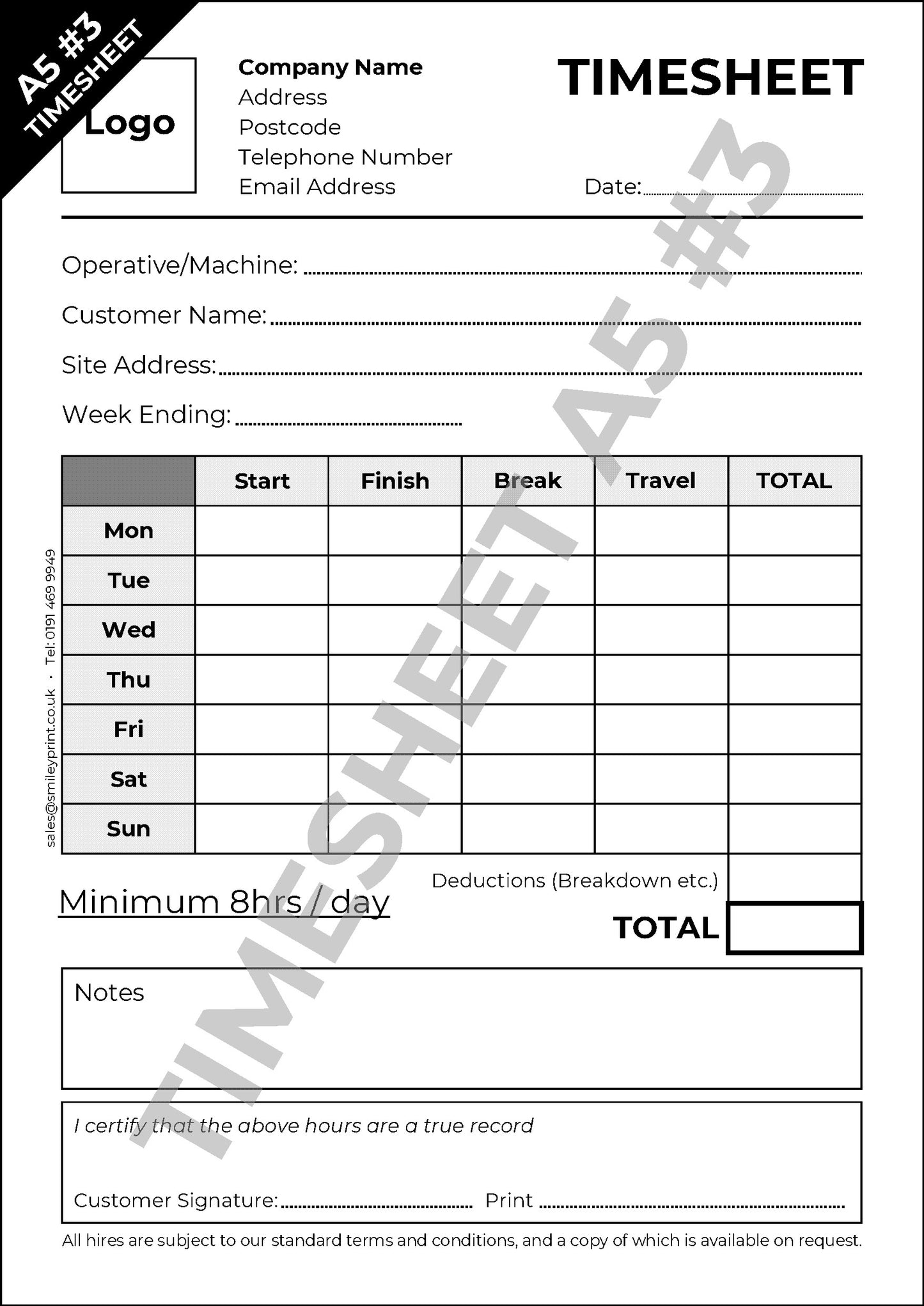 Timesheet Templates - Order Online