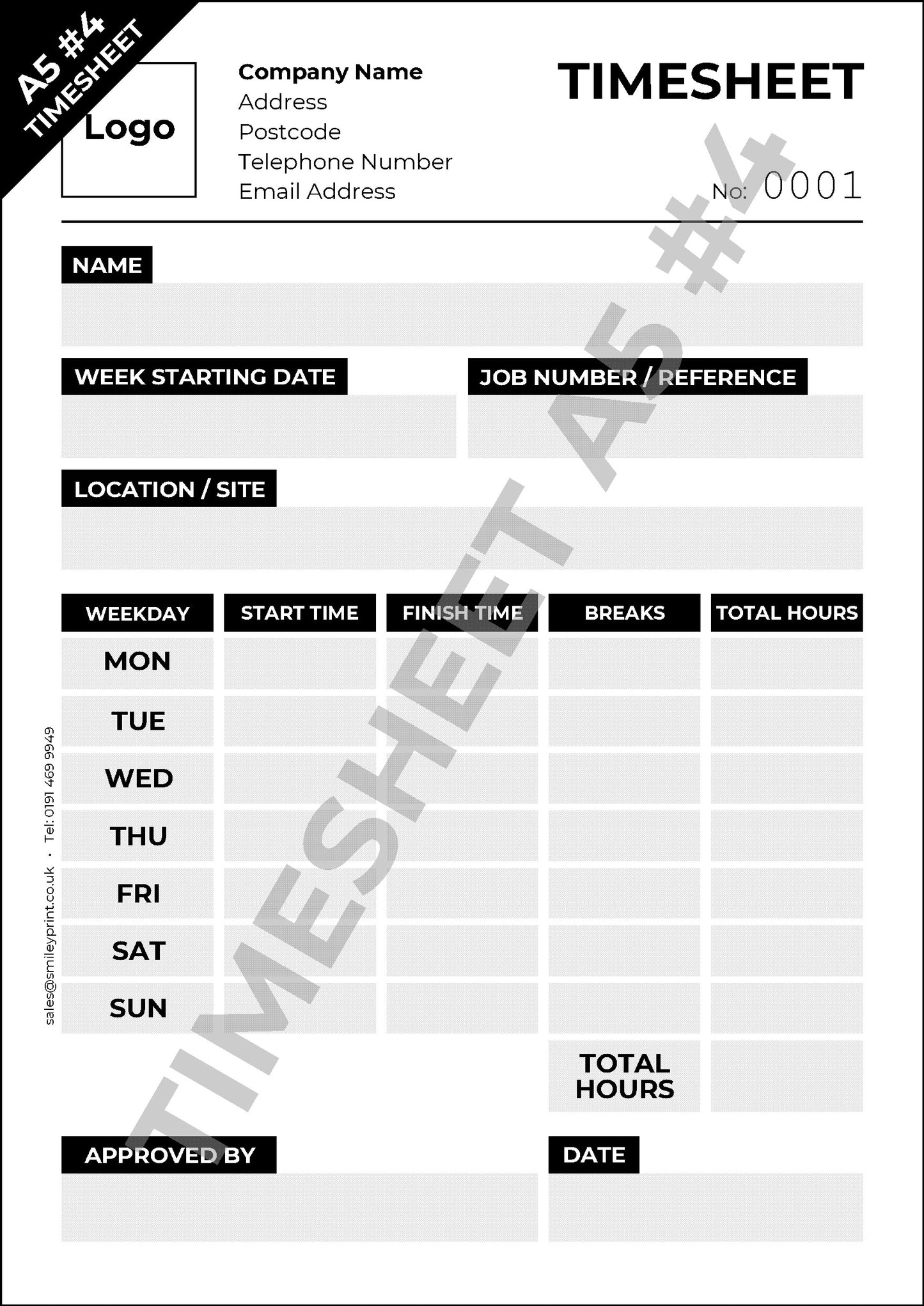 Timesheet Templates - Order Online