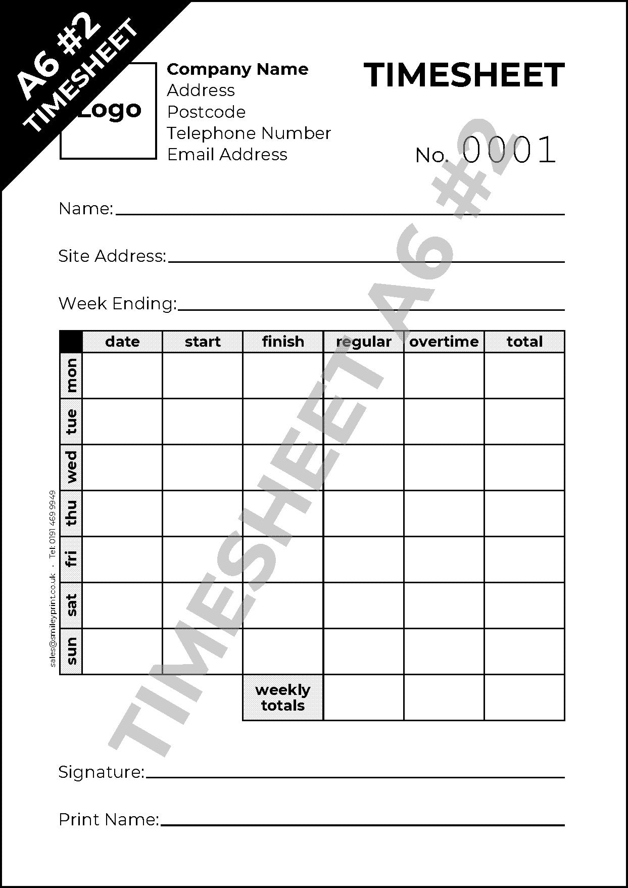Timesheet Templates - Order Online
