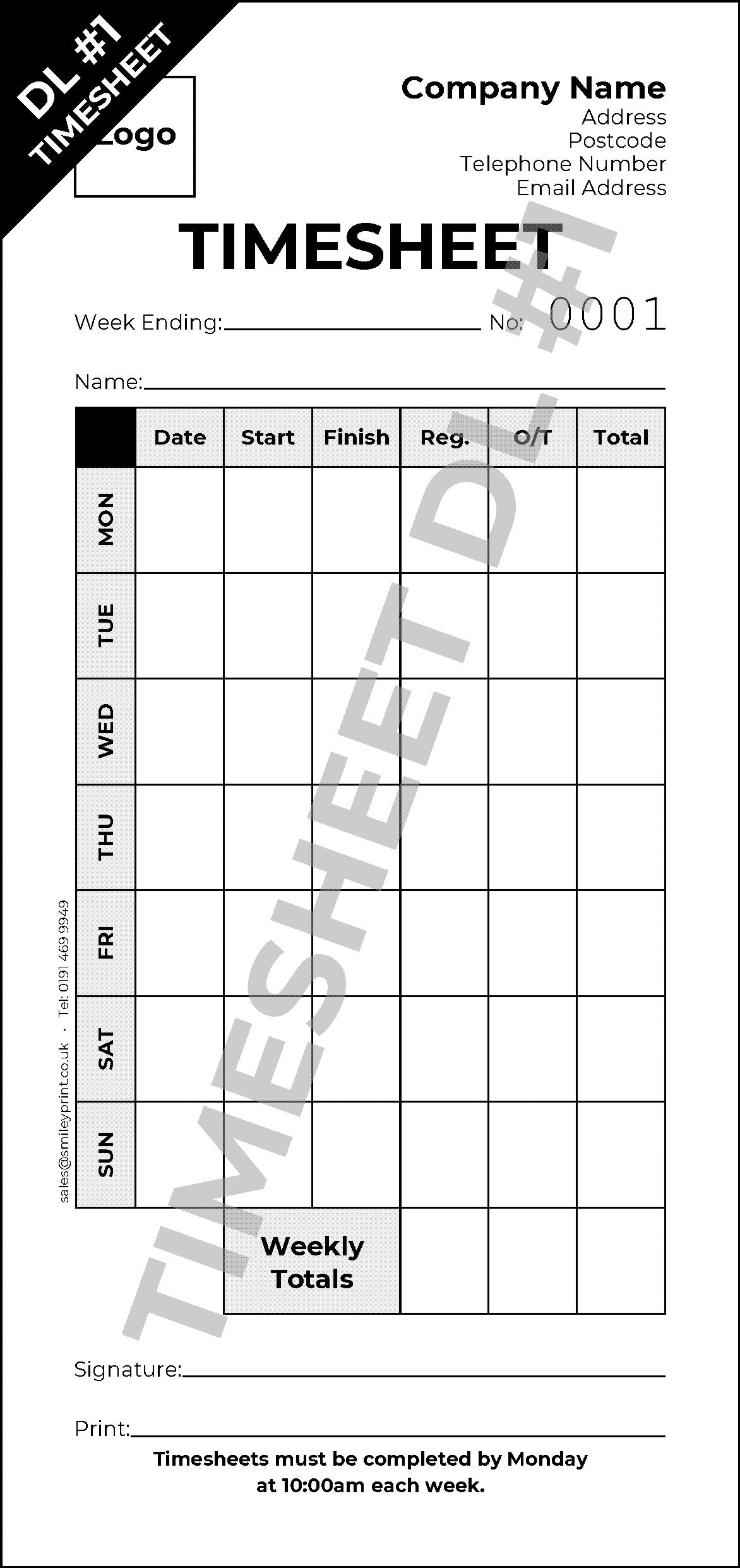 Timesheet Templates - Order Online