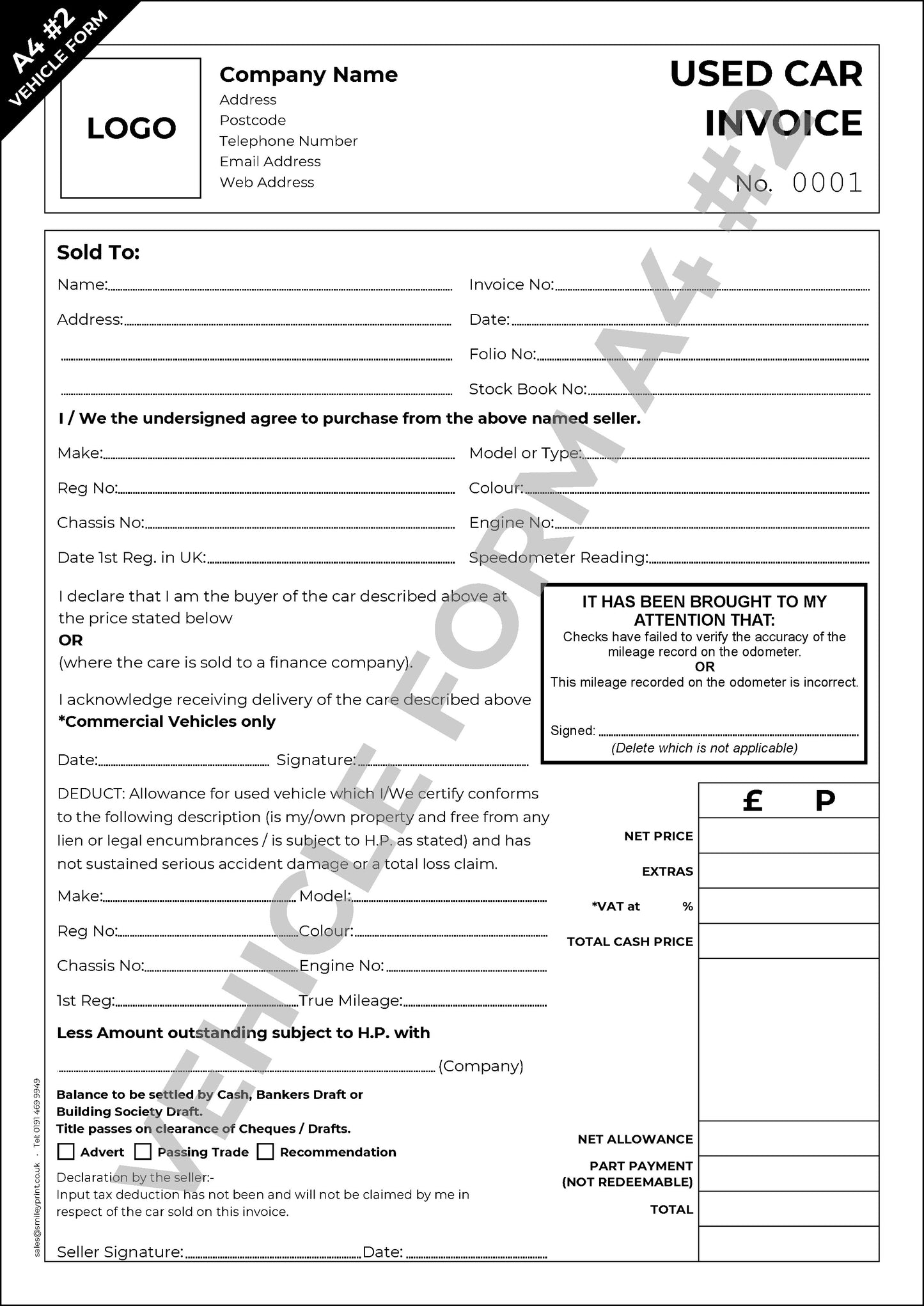 Vehicle Form Templates