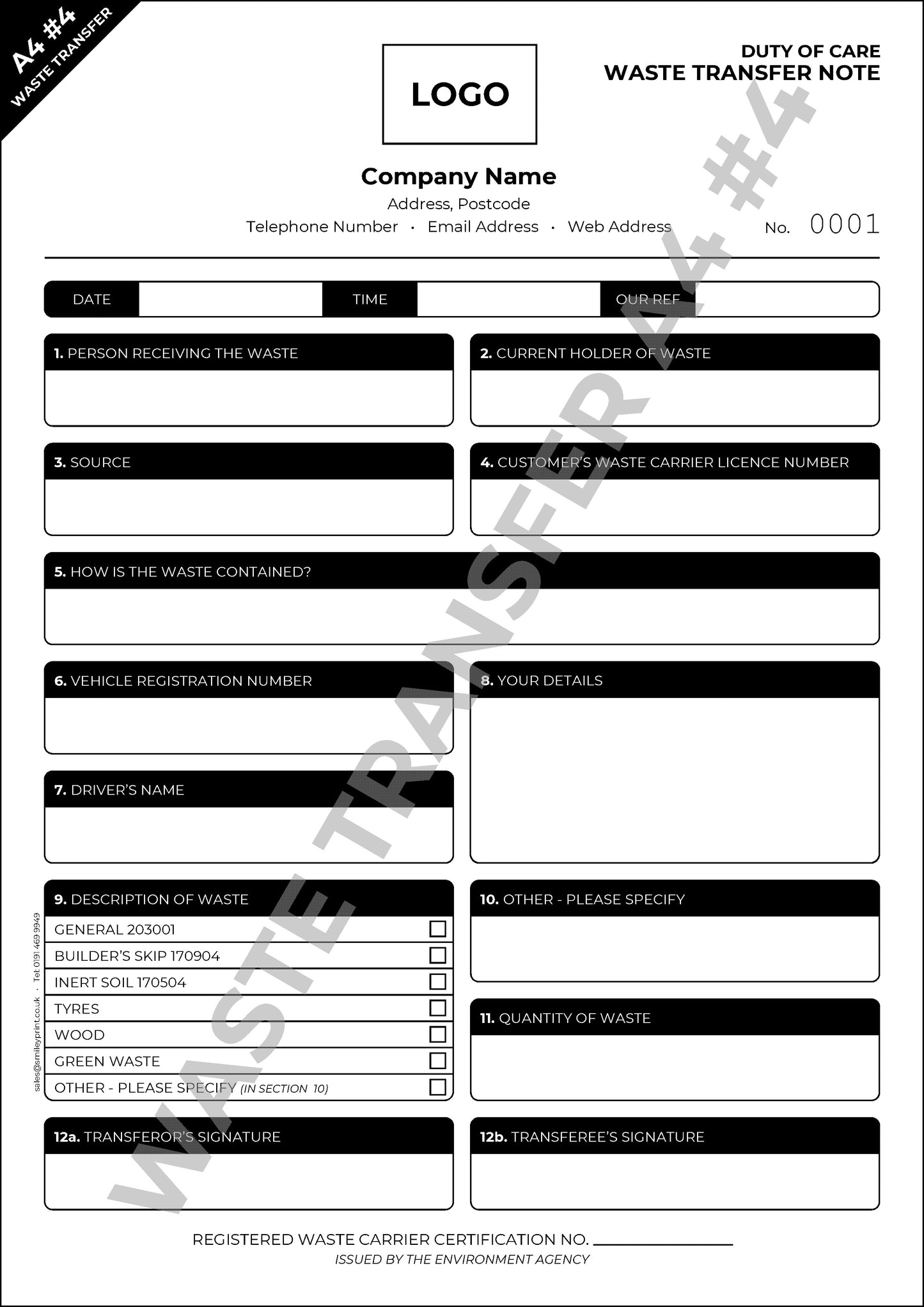 Waste Transfer Templates