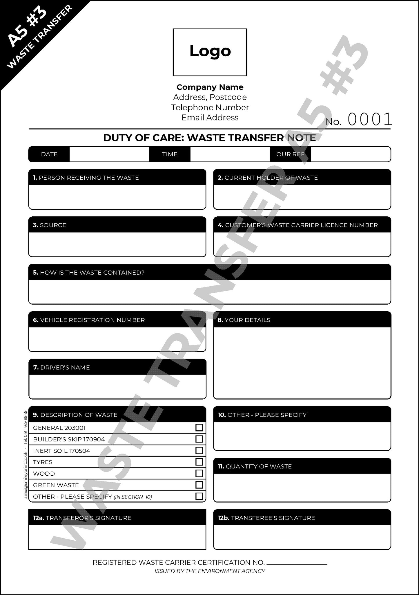 Waste Transfer Templates