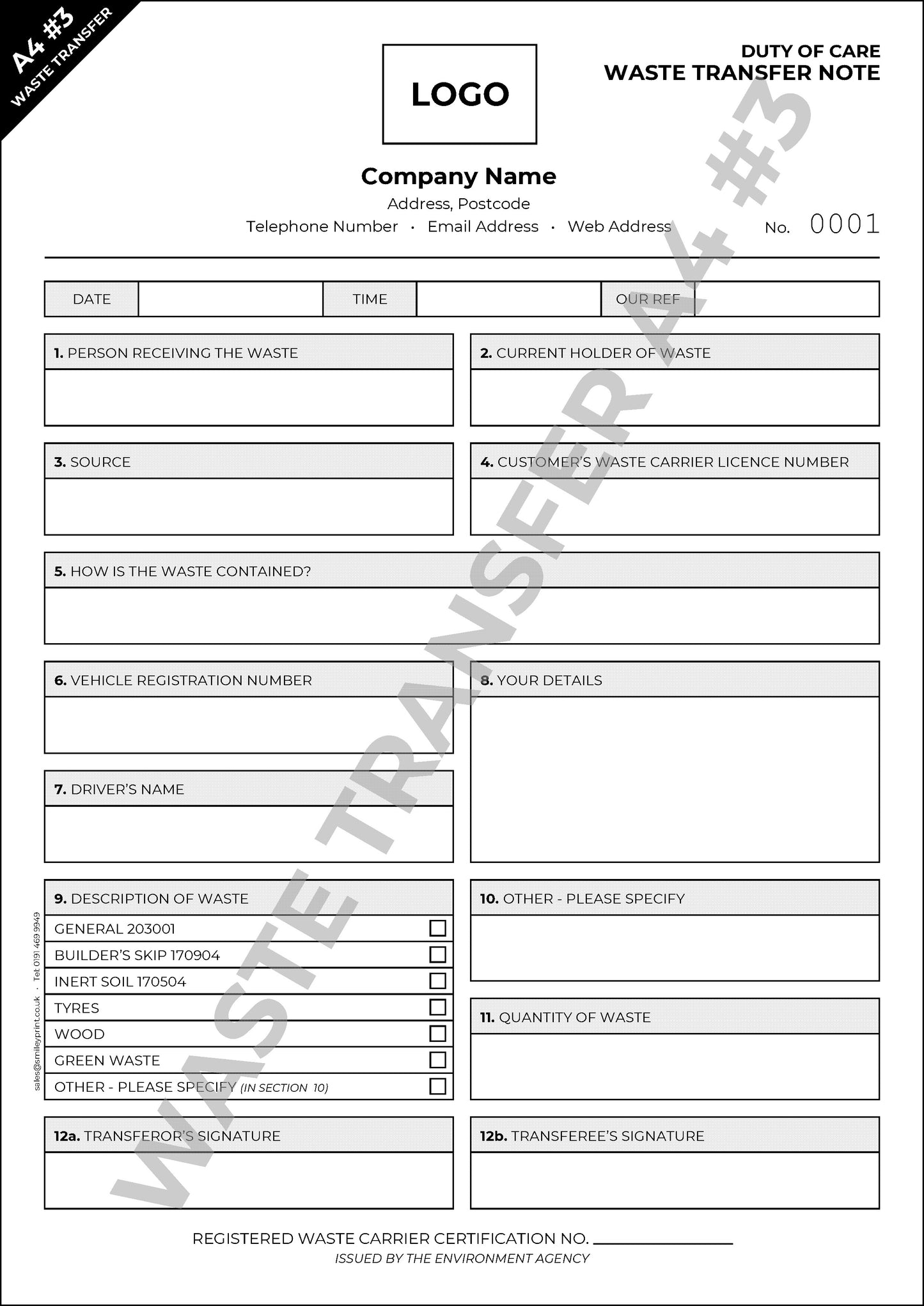 Waste Transfer Templates