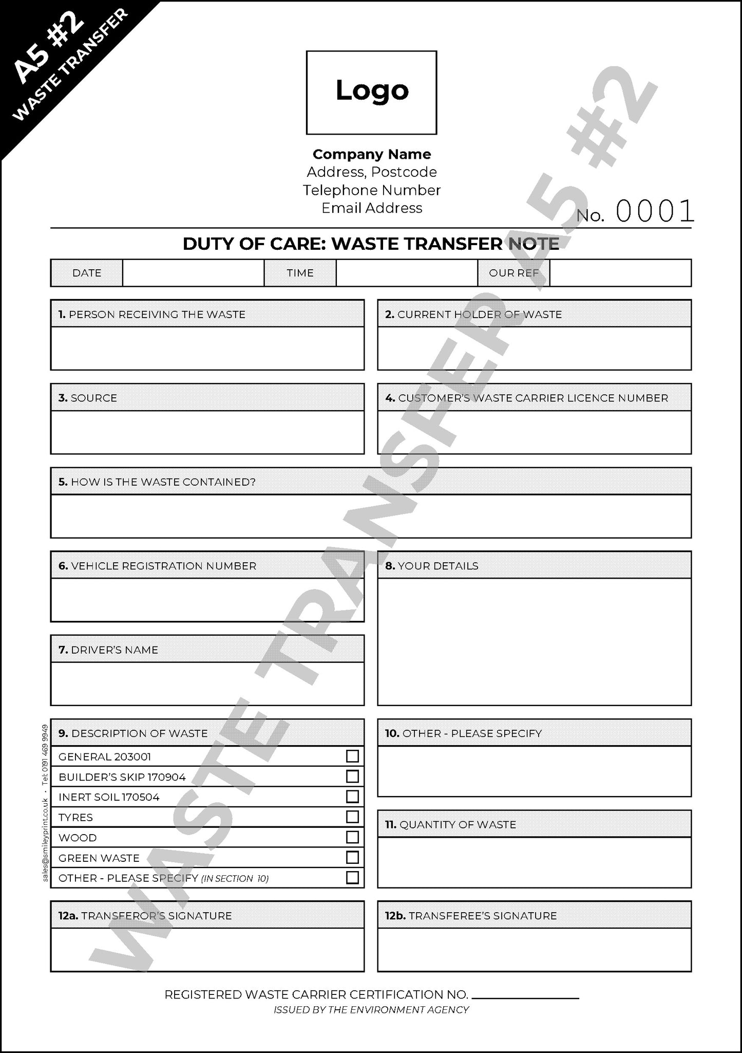 Waste Transfer Templates