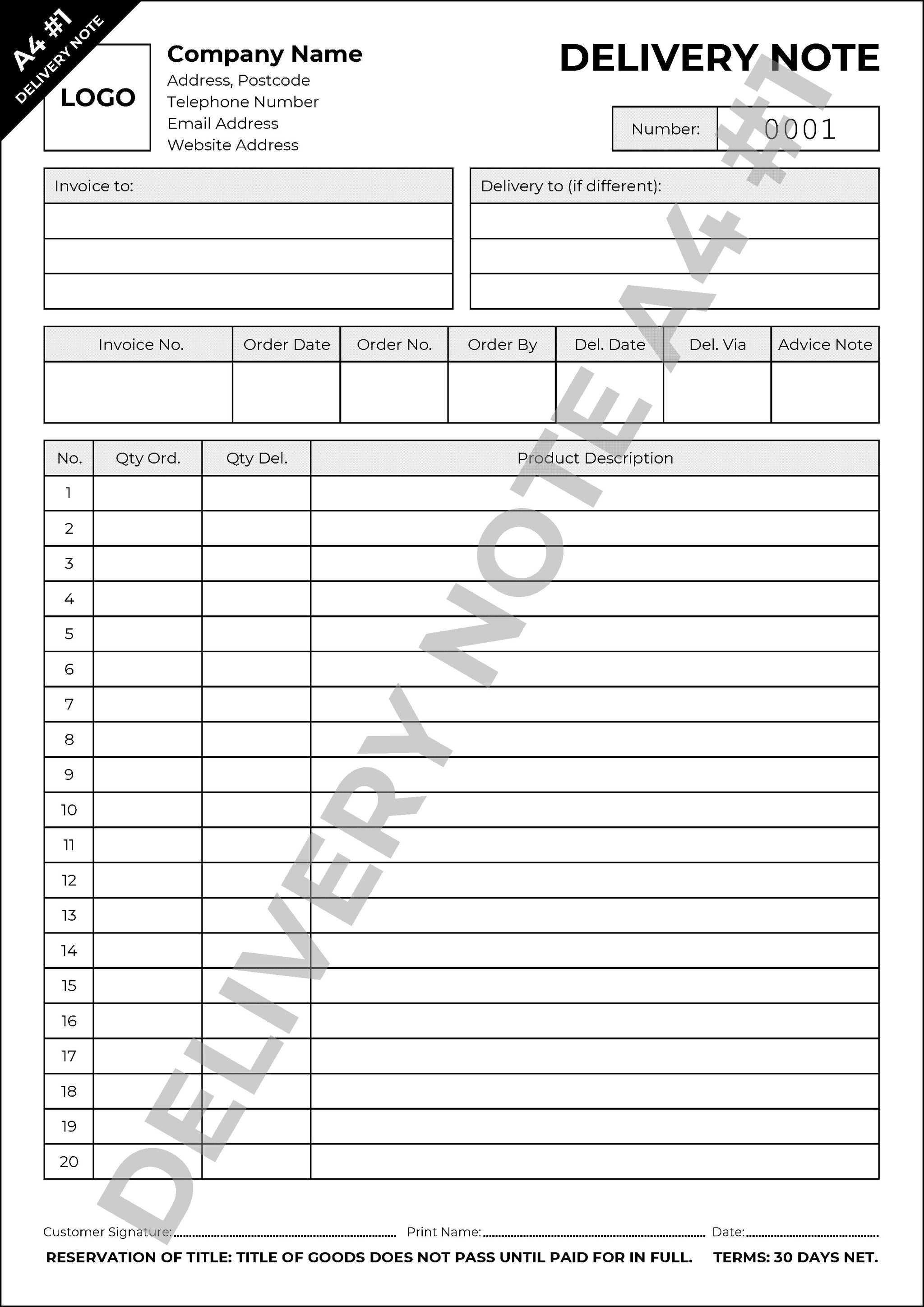 Delivery Note Templates SmileyPrint1