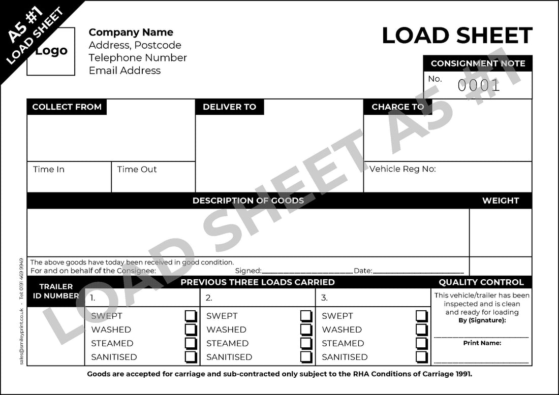 Load Control Template Load Sheet Templates – SmileyPrint1