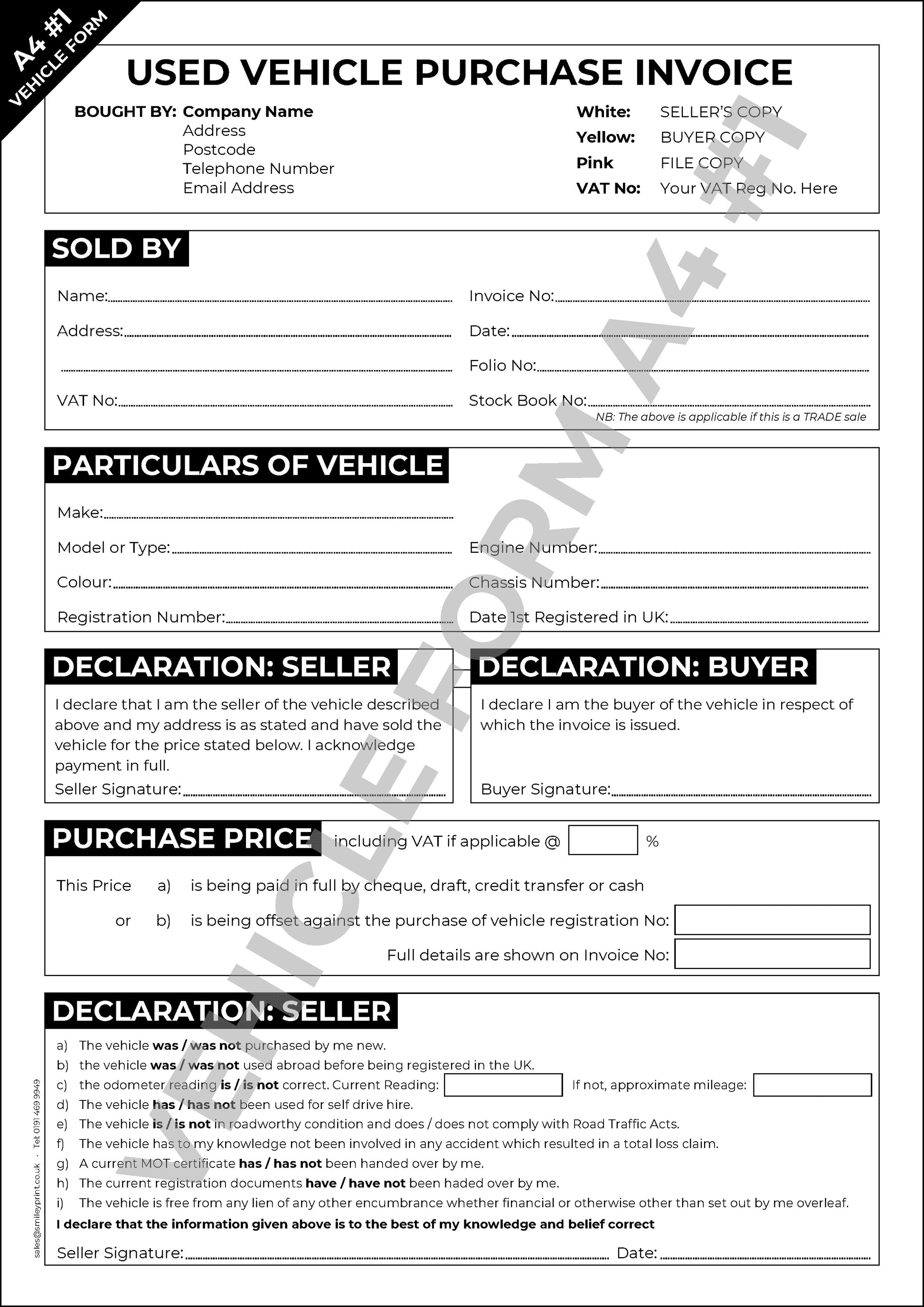 Vehicle Form Templates – SmileyPrint1