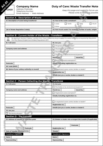 Waste Transfer Templates